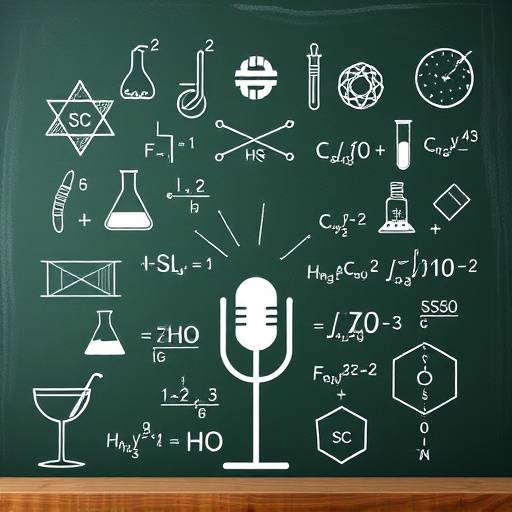 Podcast artwork for 'Science Explained' showing various scientific symbols and formulas against a chalkboard background.